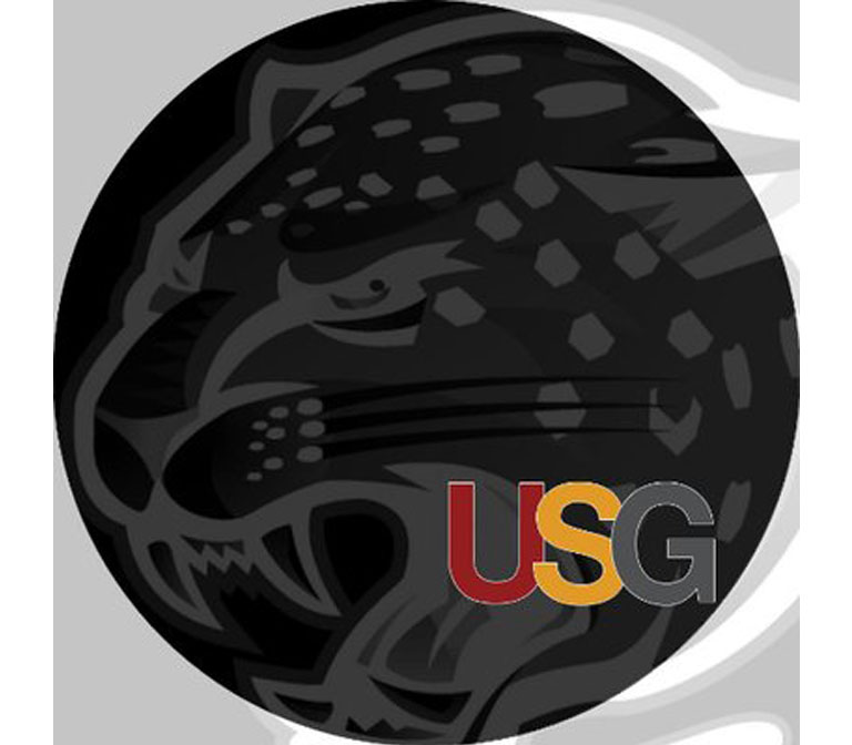 A graphic with a Jaguar face and the letters USG, which stand for Undergraduate Student Government