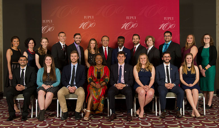 Outstanding students at IUPUI's 2016 Top 100 Student Recognition Dinner