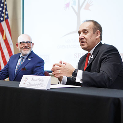 IUPUI Chancellor Nasser H. Paydar speaks at the MOU signing at the Mexican Consulate in Indianapolis.