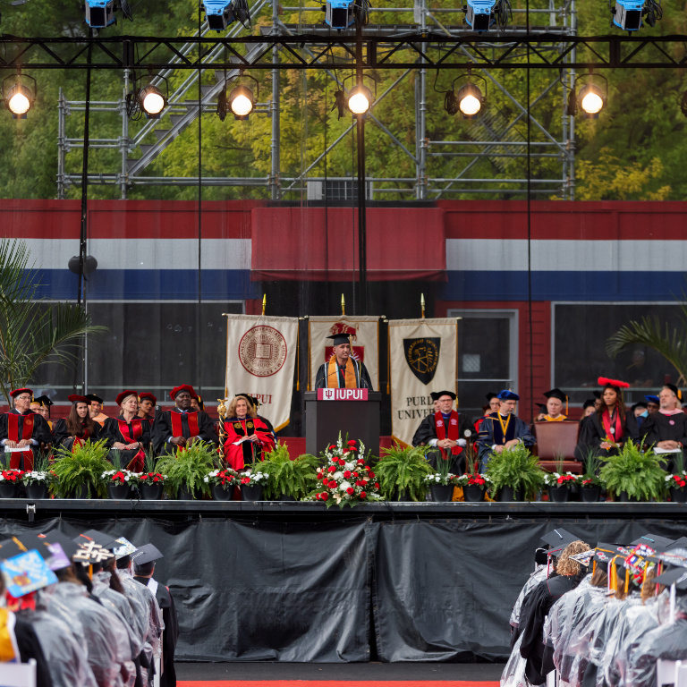 stage at IUPUI commencement May 2022