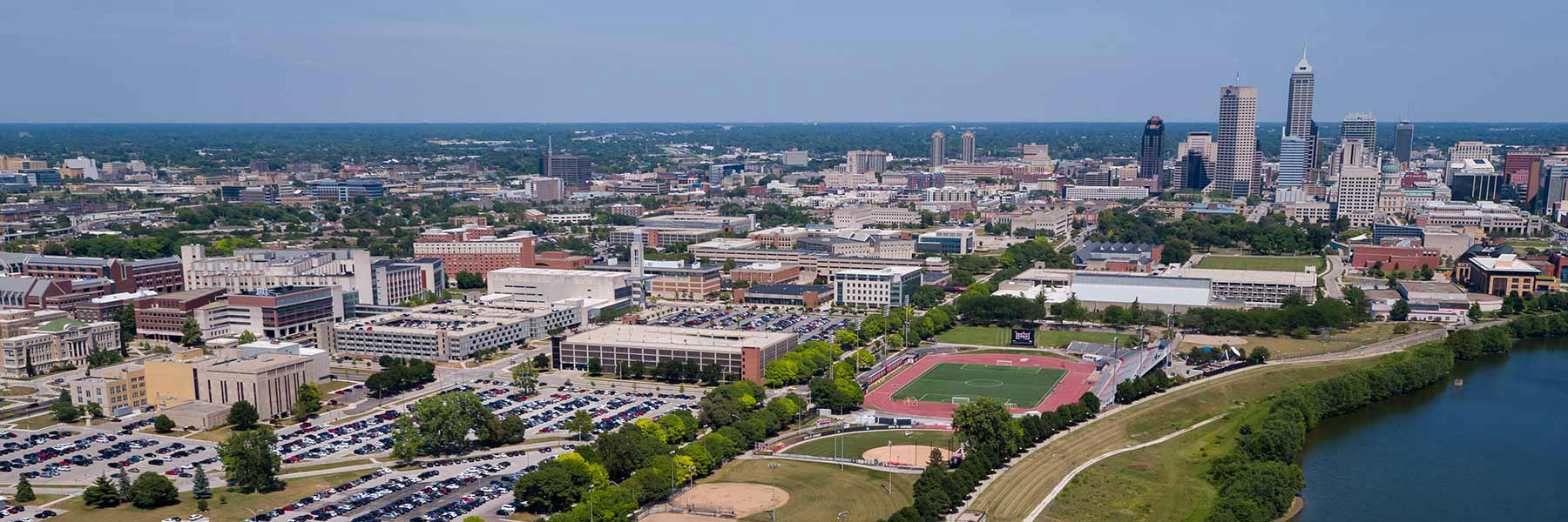 aerial view of IUPUI and downtown Indianapolis